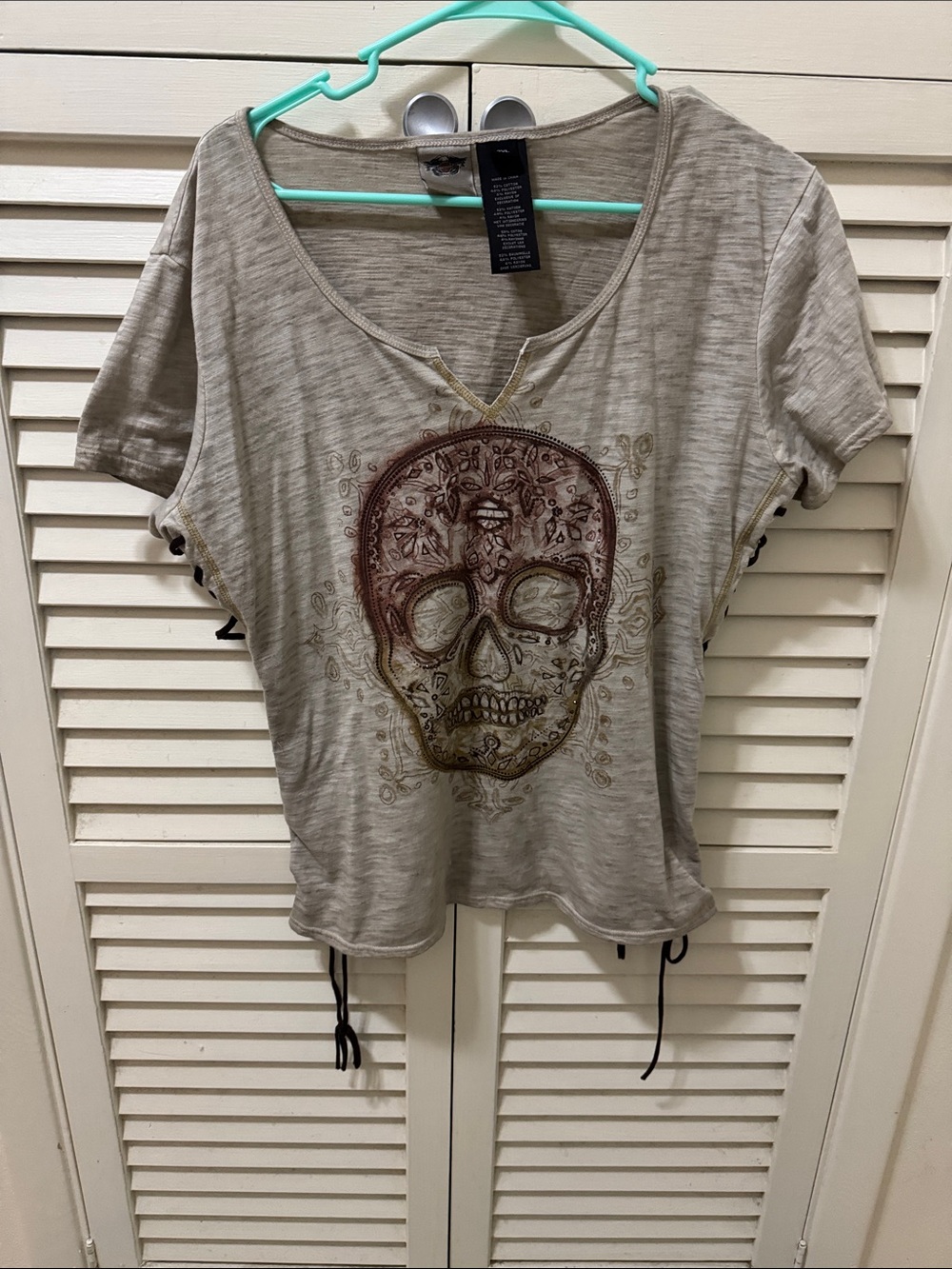 Harley-Davidson Cream Short Sleeve Skull Graphic Tee